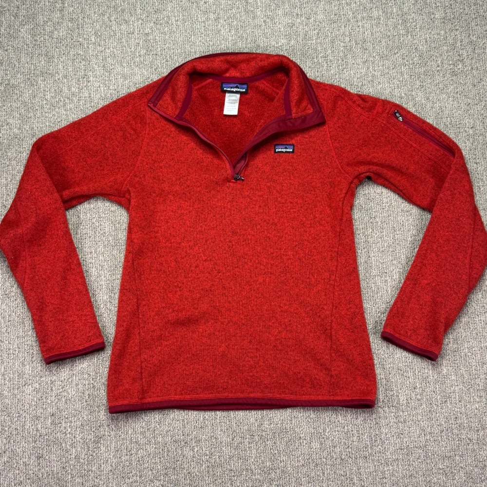 Patagonia Womens Better Sweater Quarter Zip Fleece Pullover Red Heather Size S